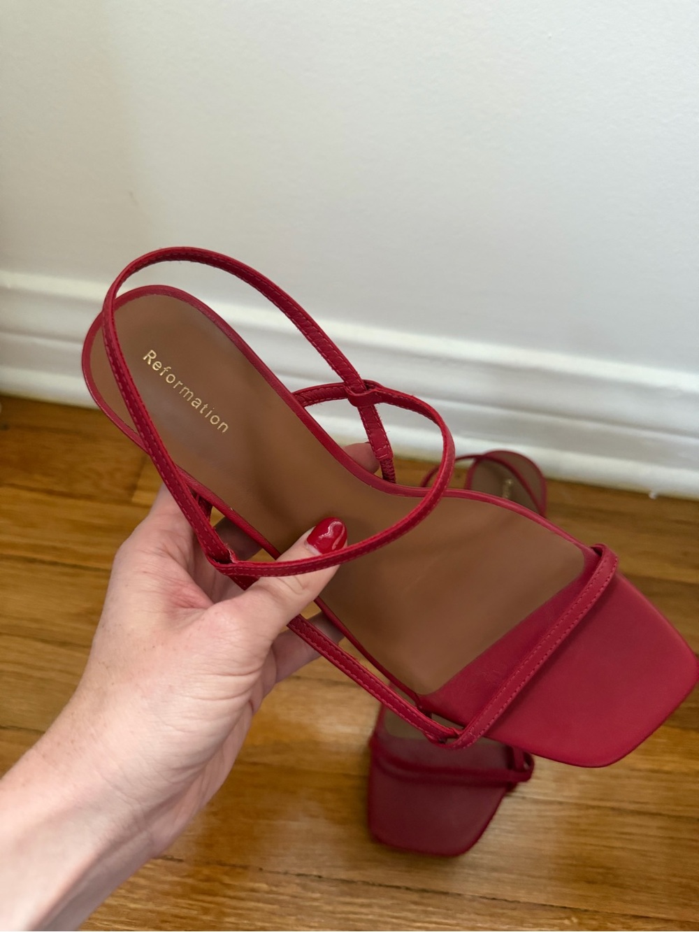 Reformation - Red Strappy Kitten Hill - Picture 5 of 9